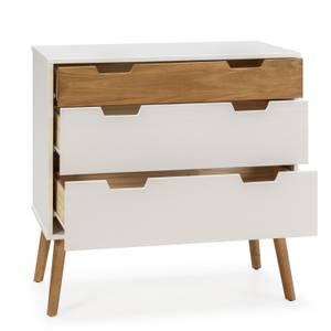 Commode Baku 3 tiroirs blanc/bois Marron