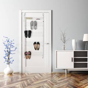 Range-chaussures portes pour 12 paires Blanc - Métal - Matière plastique - 60 x 144 x 19 cm