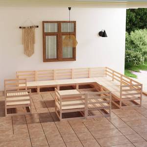 Garten-Lounge-Set (13-teilig) 3009713-1 Braun - Massivholz - Holzart/Dekor - 70 x 30 x 70 cm