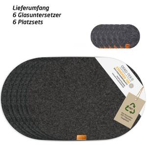 Tischsets Glasuntersetzer 12er-Set Schwarz