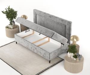 Boxspringbett Demi Grau - H2 - Tiefe: 90 cm