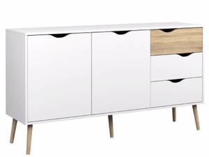 Sideboard Napoli Braun - Weiß - Holz teilmassiv - 147 x 82 x 39 cm