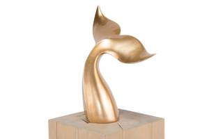 Sculpture moderne Orcas Bay Doré - Pierre artificielle - Matière plastique - 38 x 41 x 19 cm