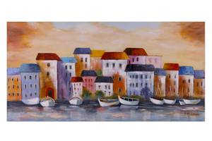 Tableau peint Visit Cinque Terre Bois massif - Textile - 120 x 60 x 4 cm