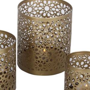 Windlicht Navin 3er Set Gold - Metall - 13 x 14 x 14 cm