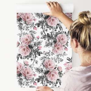 VLIES TAPETE Natur Pastell Schöne Blumen Grün - Weiß - Papier - 53 x 1000 x 1000 cm