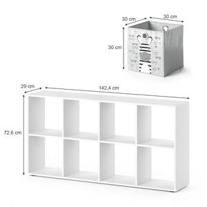 Raumteiler Scutum Weiß mit 8 Faltboxen Weiß - Holz teilmassiv - 72 x 143 x 30 cm