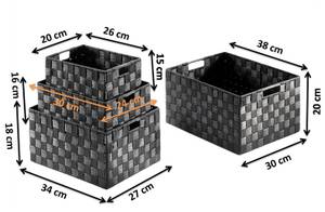 4tlg. Set Regalkorb SORTBOX BL Schwarz - Textil - 30 x 20 x 38 cm