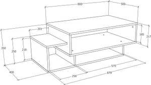 Table basse Runila Gris - Blanc - Bois manufacturé - 88 x 35 x 50 cm