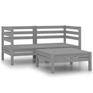 Garten-Lounge-Set (3-teilig) Grau - Massivholz - Holzart/Dekor - 64 x 63 x 64 cm