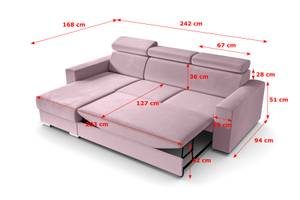 Ecksofa FIX Hellrosa - Ecke davorstehend links