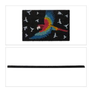 Fußmatte Kokos Papagei Schwarz - Rot - Weiß - Naturfaser - Kunststoff - 60 x 2 x 40 cm