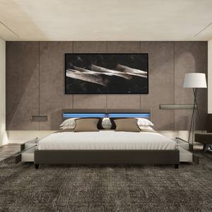 LED Bett NUBE Grau - Kunststoff - Kunstleder - 208 x 85 x 214 cm