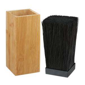Messerblock aus Bambus Schwarz - Braun - Bambus - Kunststoff - 11 x 23 x 11 cm