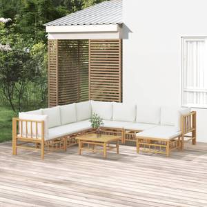 Salon de jardin 3028492-28 (lot de 9) Blanc - Bambou - 69 x 65 x 69 cm