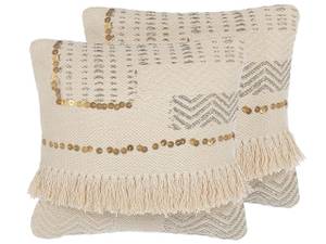 Coussin décoratif VAYALI Beige - Blanc - Fibres naturelles - 45 x 10 x 45 cm