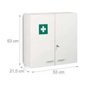 Abschließbarer Medizinschrank Grün - Weiß - Metall - 53 x 53 x 22 cm