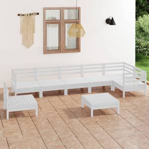 Garten-Lounge-Set Weiß - Massivholz - Holzart/Dekor - 64 x 29 x 64 cm