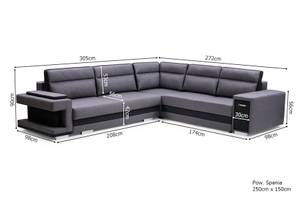 Ecksofa A3 Blau - Ecke davorstehend rechts