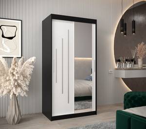 Armoire à portes coulissantes york 2 Noir - Blanc - Largeur : 100 cm - 2 porte