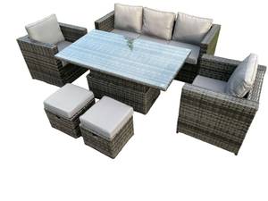 Rattan Gartenmöbel Outdoor Gartensofa Grau - Polyrattan - Stein - 65 x 66 x 176 cm