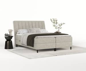 Premium Boxspringbett Merton Beige - Grau - Breite: 160 cm