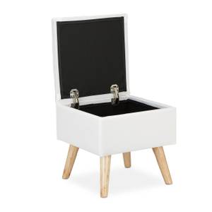 Tabouret avec espace de rangement Marron clair - Blanc