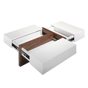 Table basse en bois blanc et noyer Marron - Blanc - Bois manufacturé - Bois massif - Bois/Imitation - 120 x 35 x 70 cm
