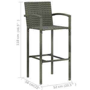 Bar-Set (5-teilig) Grau - Kunststoff - Polyrattan - 76 x 106 x 76 cm