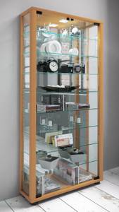 Glas Stand Vitrine Lumo Maxi Spiegel Buche Dekor - Braun - Holzwerkstoff - Glas