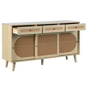 Sideboard Coeus Ⅶ Braun - Holzwerkstoff - Metall - Polyrattan - 40 x 78 x 140 cm