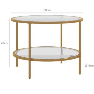 Beistelltisch 839-930V00GD Gold - Glas - 60 x 43 x 60 cm