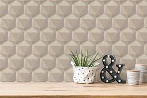 Geometrische Tapete Retro Beige Grau Beige - Grau