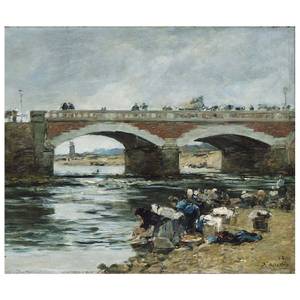 Wandbild Lavandières Près D'Un Pont Textil - 2 x 50 x 70 cm
