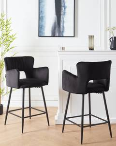 Tabouret de bar SANILAC Noir - Textile