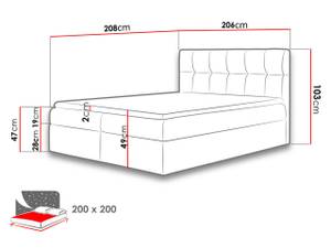 Boxspringbett Rico Graphit - Breite: 206 cm