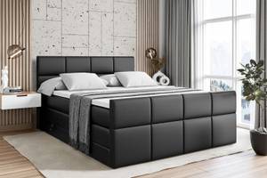 Boxspringbett ARDENI-Z KING Hochglanz Schwarz - Breite: 120 cm