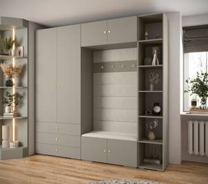 Garderobe Inova 2 Z10 Gold - Grau - Weiß - Gold