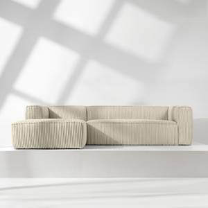 Ecksofa FEROX Creme - Armlehne beidseitig montierbar - Ecke davorstehend links - Ottomane davorstehend links