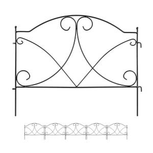 6-tlg. Beetzaun aus Metall Schwarz - Metall - 55 x 43 x 1 cm