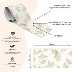 Tapetenbordüre Blätter Natur Wandtattoo Beige - Braun - Papier - Textil - 10 x 300 x 300 cm