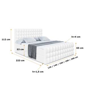 Boxspringbett VIONE-Z Weiß - Breite: 120 cm - H3