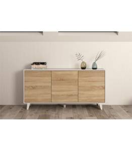 Buffet Zaiken Plus Blanc - Bois manufacturé - Matière plastique - 41 x 75 x 154 cm