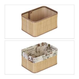 Boite de rangement en lot de 4 Marron - Blanc - Bambou - Bois manufacturé - Textile - 33 x 17 x 23 cm