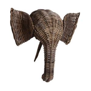 Elefant-Trophäe aus grauem Poelet-Rattan Rattan - 42 x 55 x 25 cm