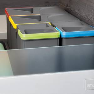 Recycle-Mülleimer-Kit mit Basis Recycle Grau - Kunststoff - 53 x 30 x 86 cm