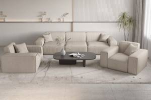 Sofa CELES PREMIUM 3-Sitzer Stoff Scala Beige - Breite: 225 cm