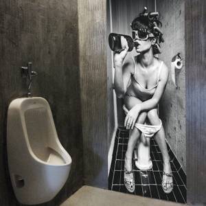 Türtapete Toilette WC Party 86 x 200cm Schwarz - Papier - 86 x 200 x 86 cm