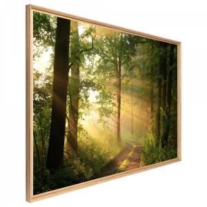 Tableau mural mat encadré rayon de solei Jaune - Bois manufacturé - 65 x 97 x 3 cm