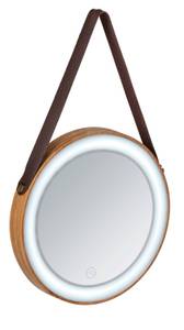 LED-Wandspiegel Usini Spiegelglas - Braun